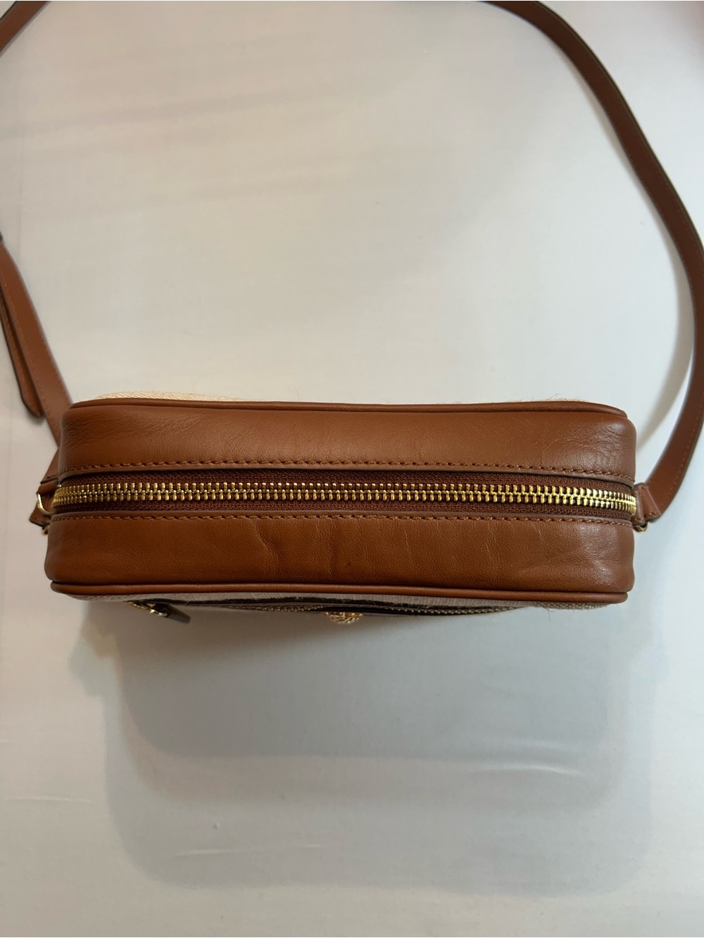 Tommy Bahama Cream and Brown Canvas Crossbody with Pineapple Detail - Picture 4 of 16